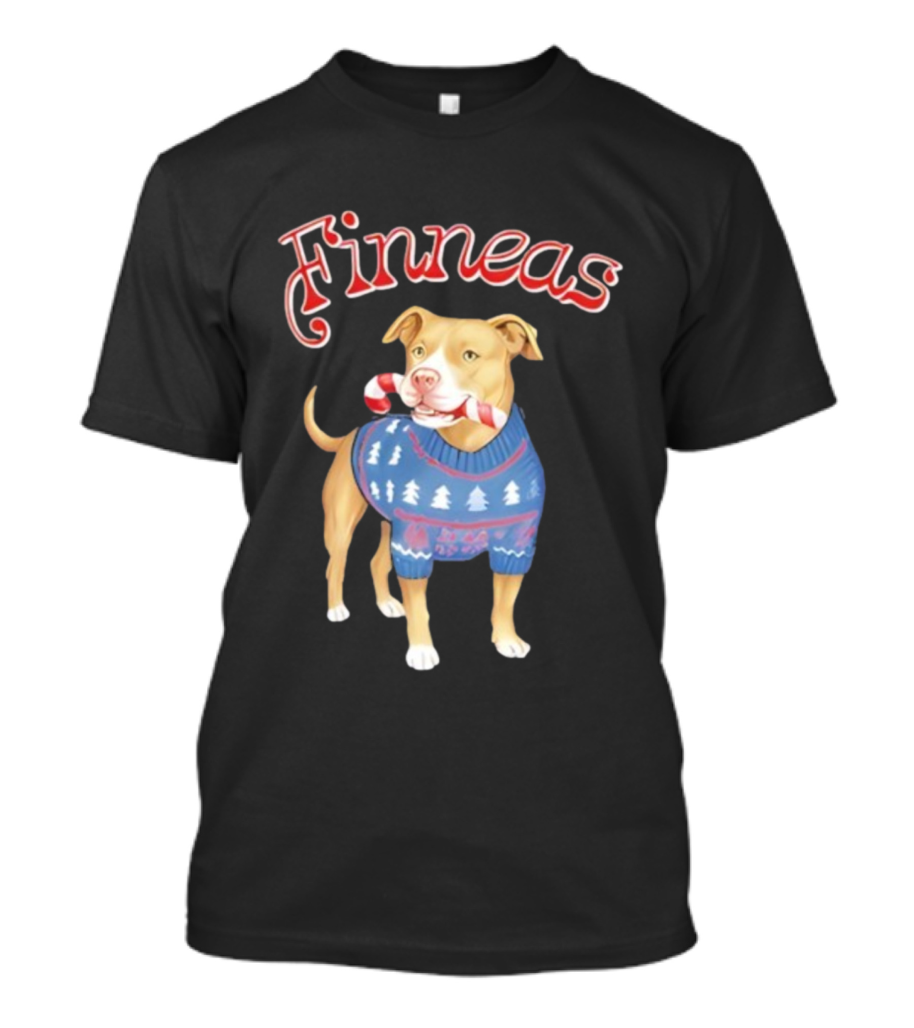 Finneas Dog Christmas Sweater Candy Cane Holiday T-Shirt
