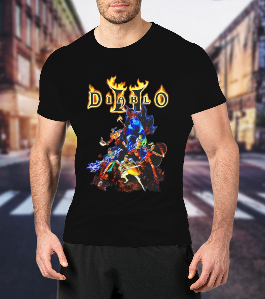 Diablo II Infernal Gate Classic Game Characters And Iconic Logo T-Shirt