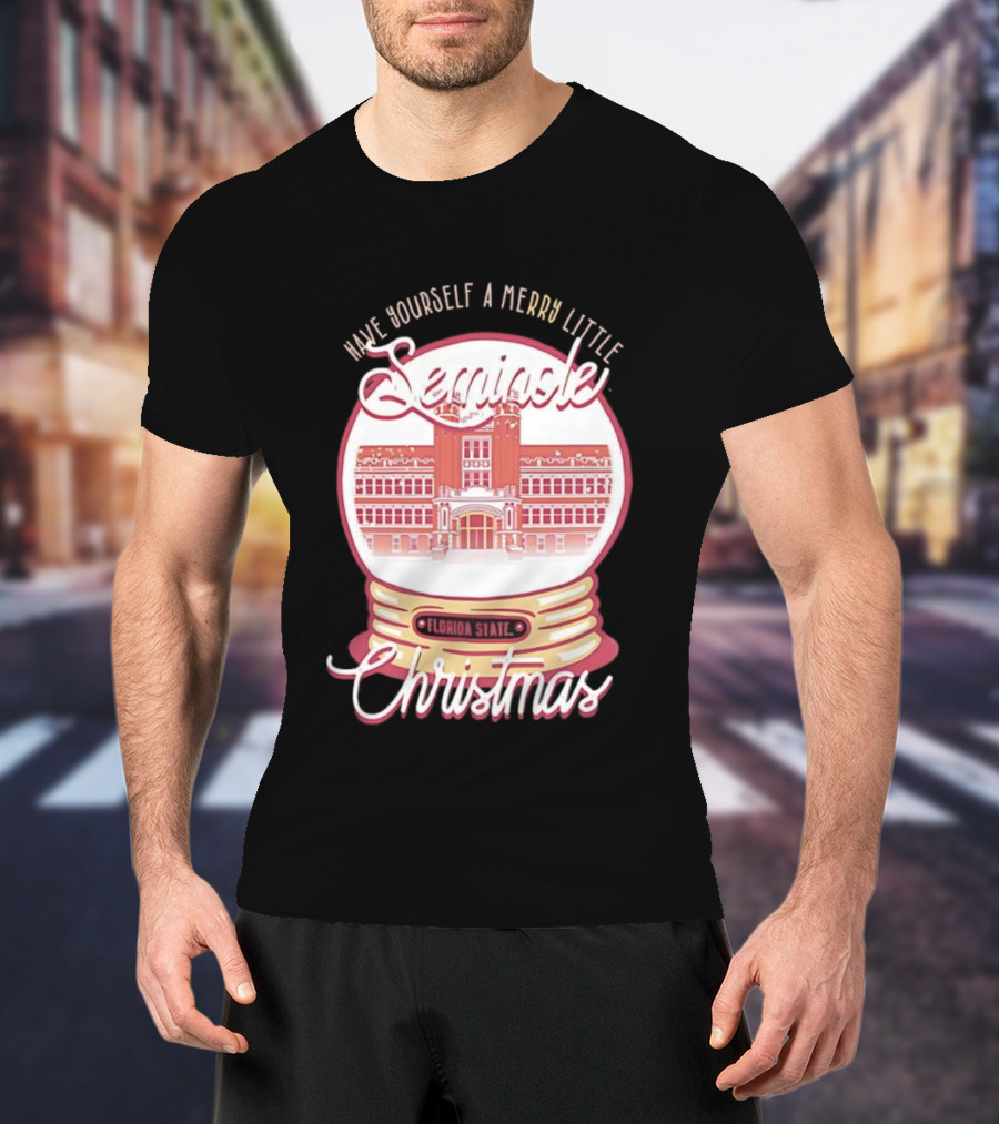 Have Yourself A Merry Little Seminole Christmas Florida State Snow Globe T-Shirt