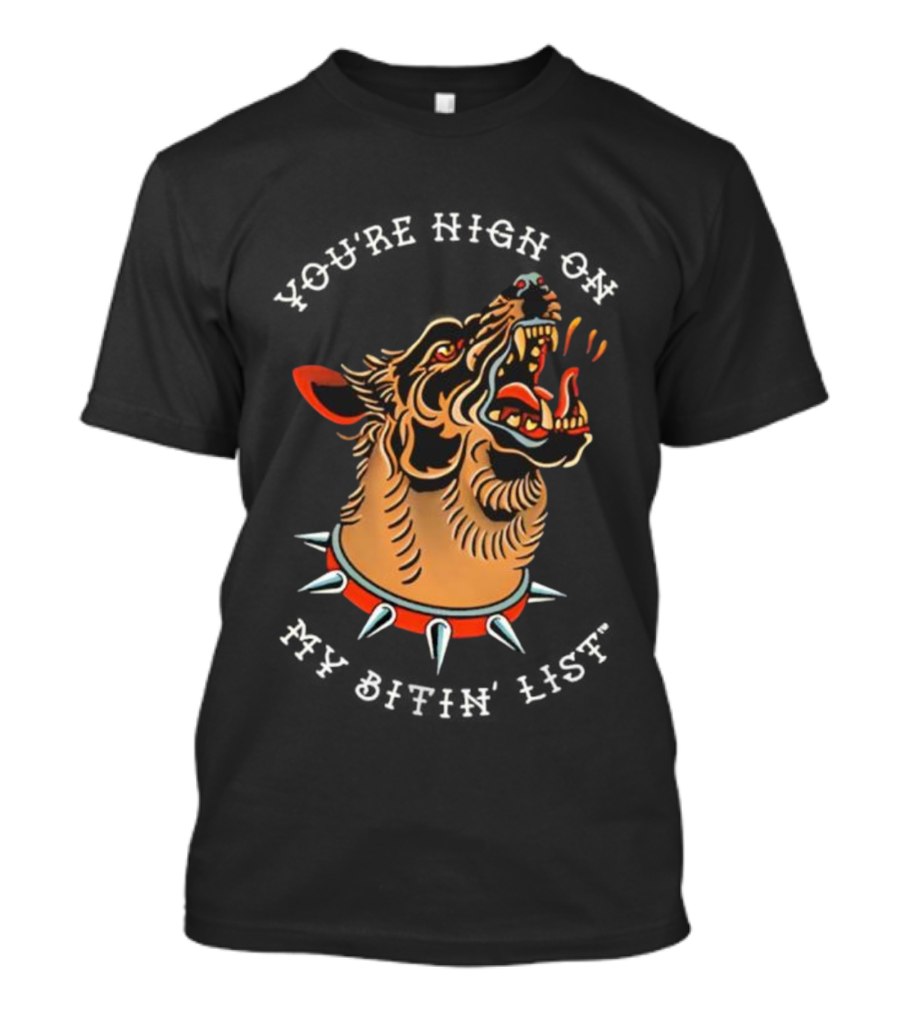Tyler Childers High On My Bitin’ List Dog With Spiked Collar Retro Style T-Shirt
