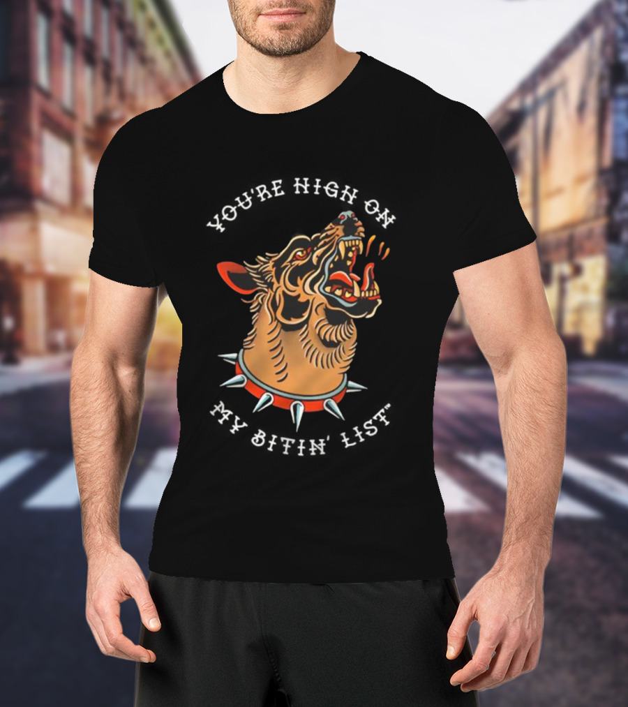 Tyler Childers High On My Bitin’ List Dog With Spiked Collar Retro Style T-Shirt