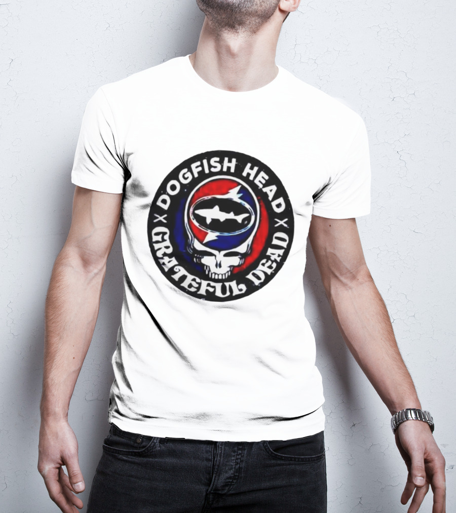 Dogfish Head Grateful Dead Red White Baseball Collaboration T-Shirt