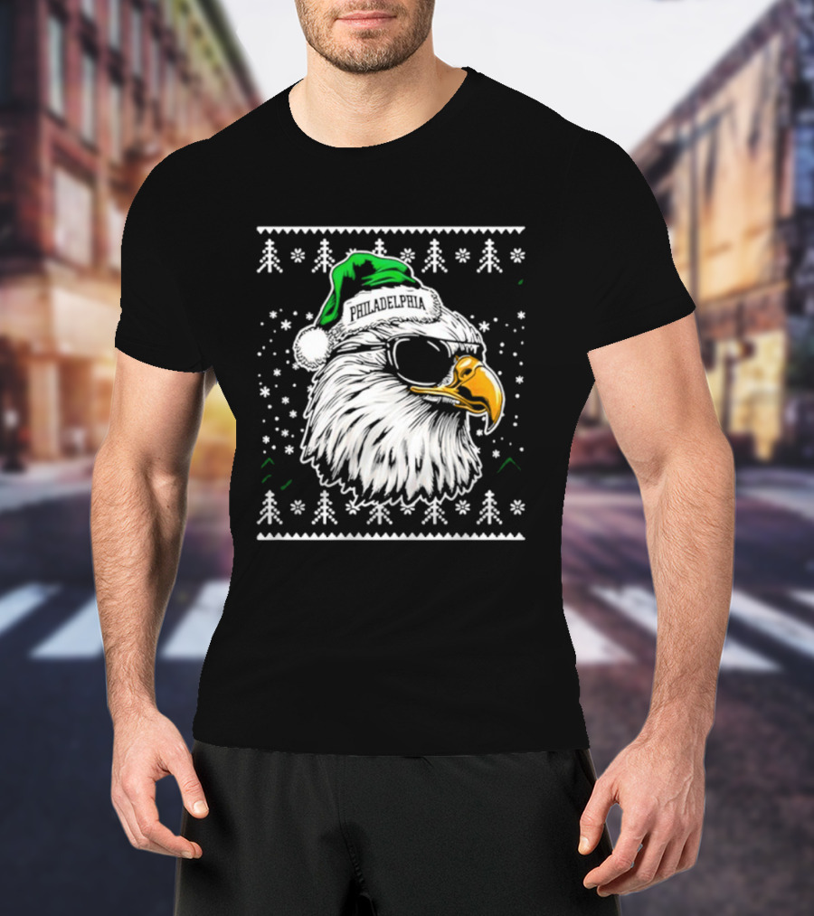 Philadelphia Eagles Mascot Festive Christmas Sweater Ugly Holiday Style T-Shirt