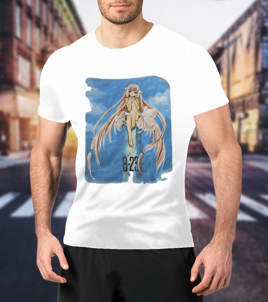 8 23 Chobits Anime Character Sitting Clouds T-Shirt