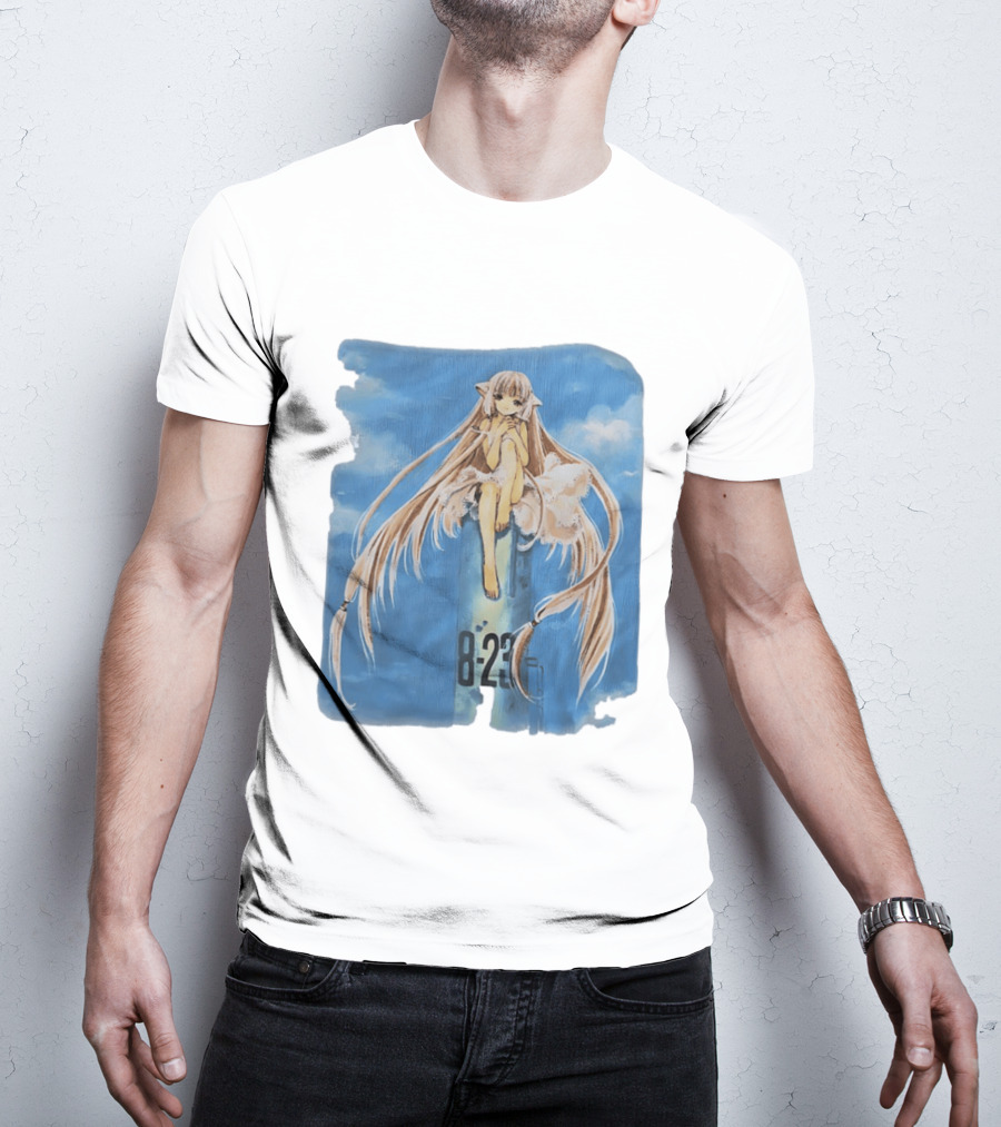 8 23 Chobits Anime Character Sitting Clouds T-Shirt