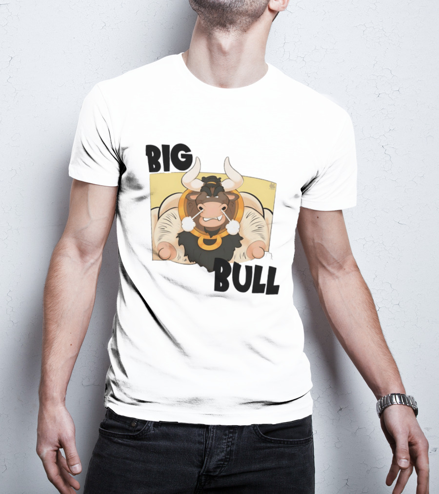 Big Bull Bara Male Minotaur Cartoon Whimsical Horned T-Shirt