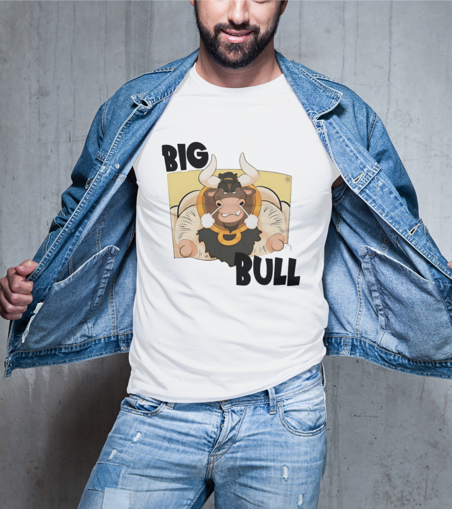 Big Bull Bara Male Minotaur Cartoon Whimsical Horned T-Shirt