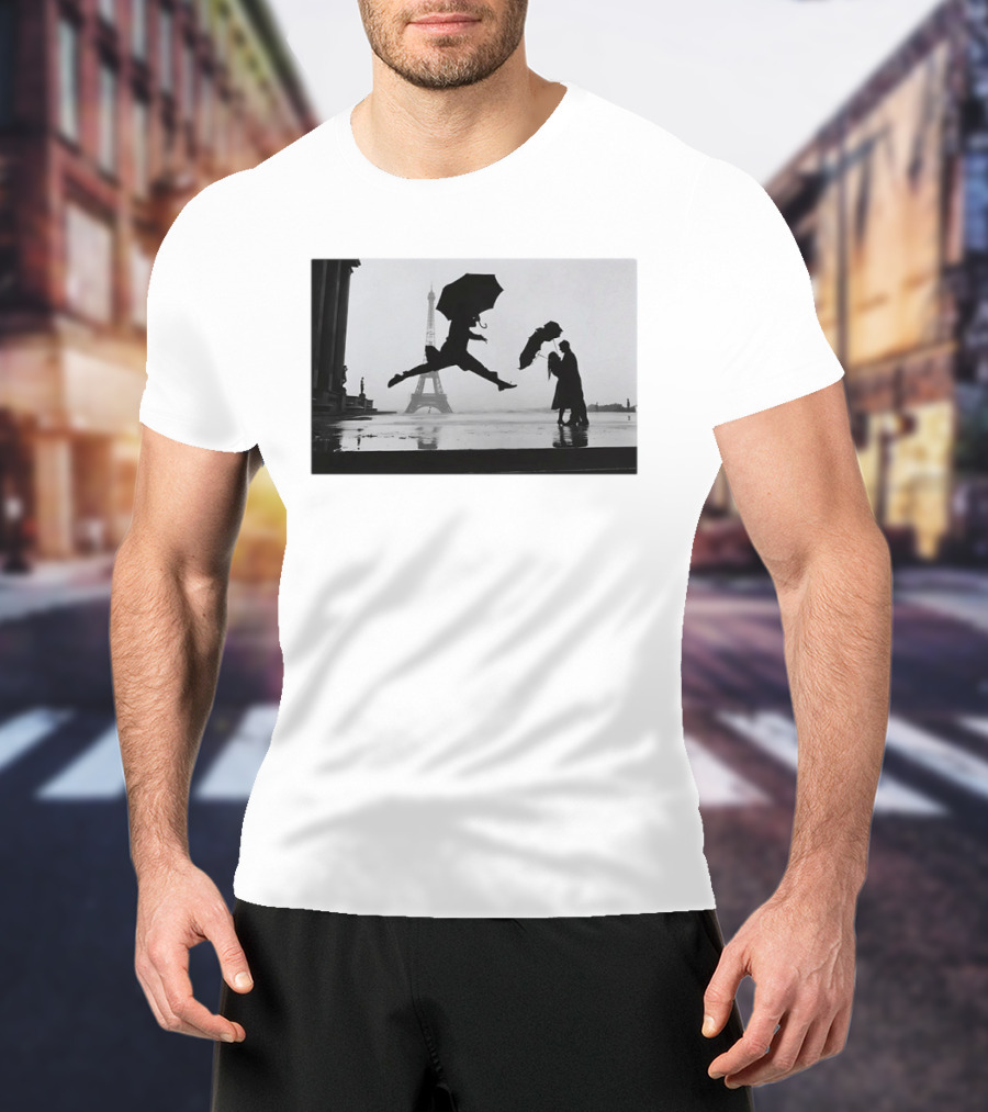 Umbrella Jump Paris Eiffel Tower Elliott Erwitt 1989 T-Shirt