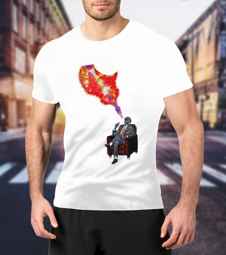 Finished Quazar Smoking Cosmic Alien In Suit With Colorful Smoke T-Shirt