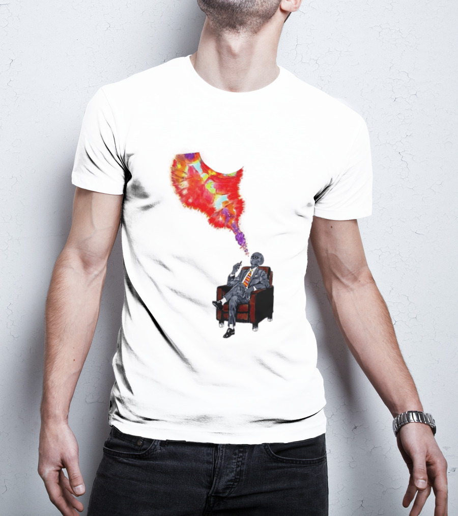 Finished Quazar Smoking Cosmic Alien In Suit With Colorful Smoke T-Shirt