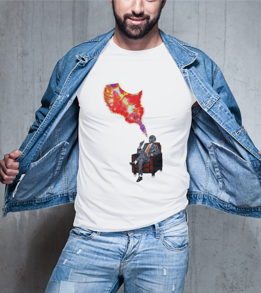 Finished Quazar Smoking Cosmic Alien In Suit With Colorful Smoke T-Shirt