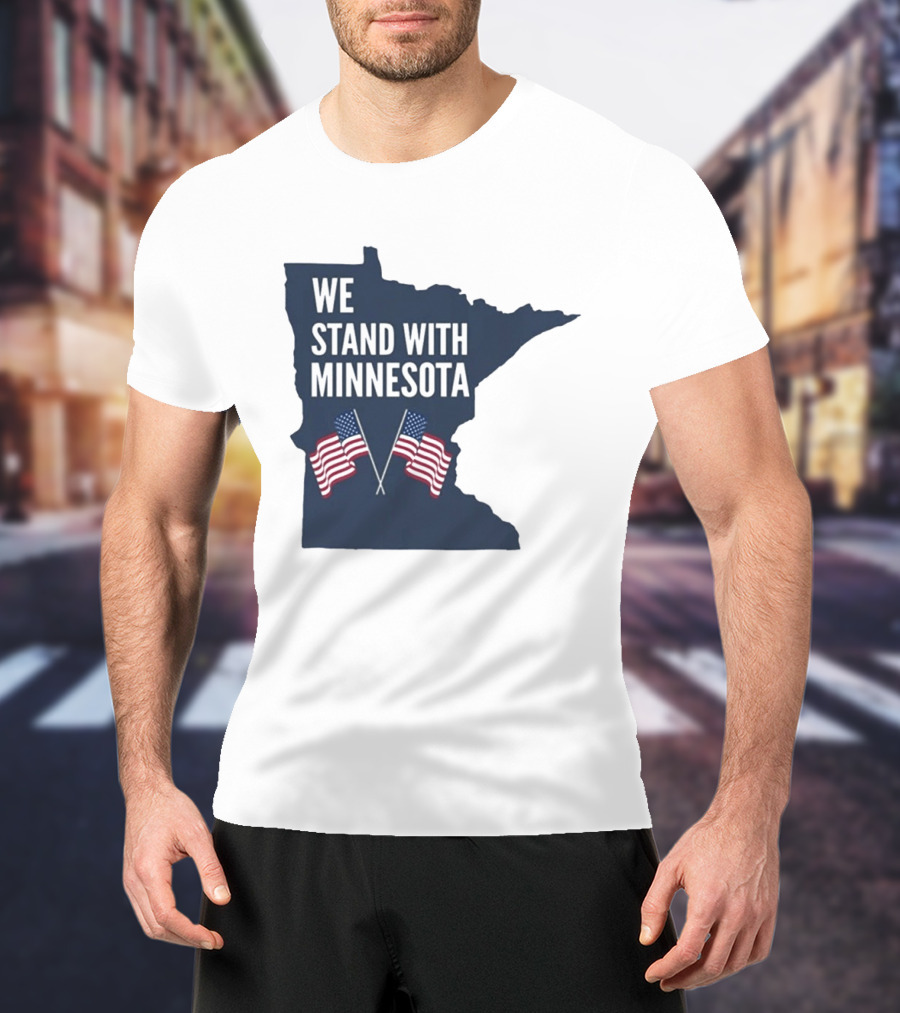 We Stand With Minnesota American Flags Solidarity T-Shirt