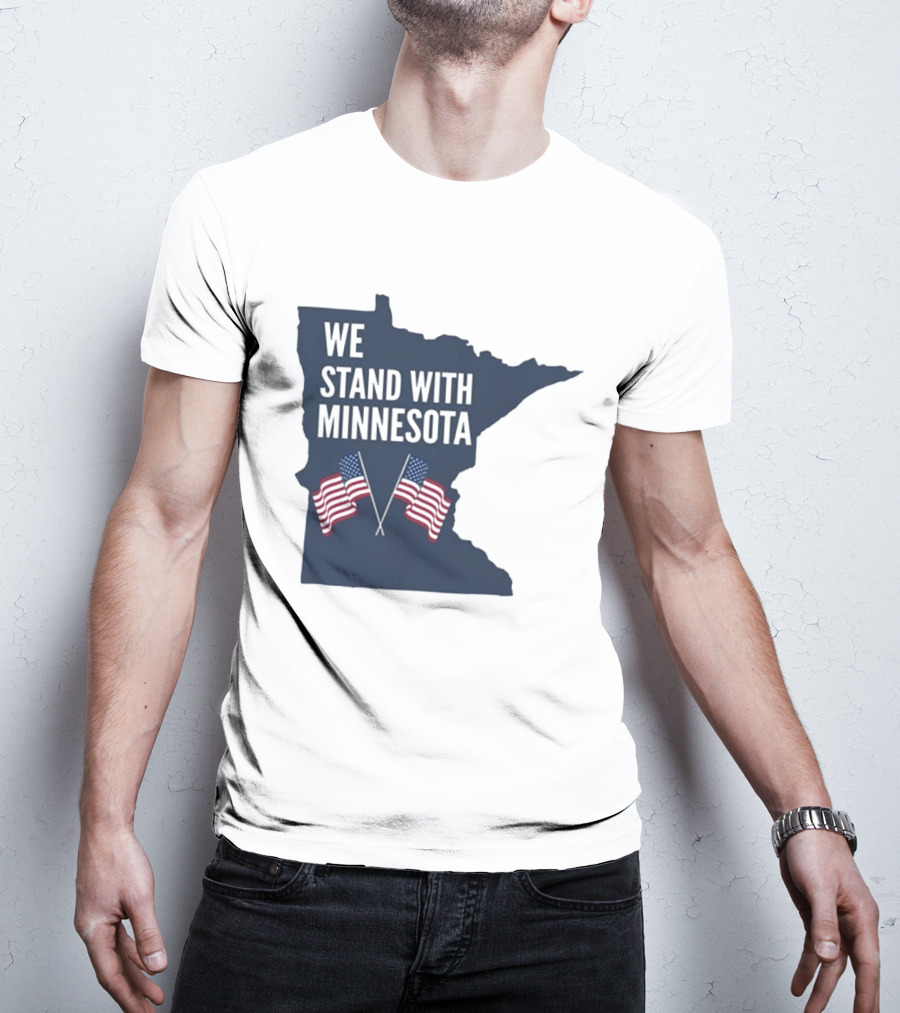 We Stand With Minnesota American Flags Solidarity T-Shirt