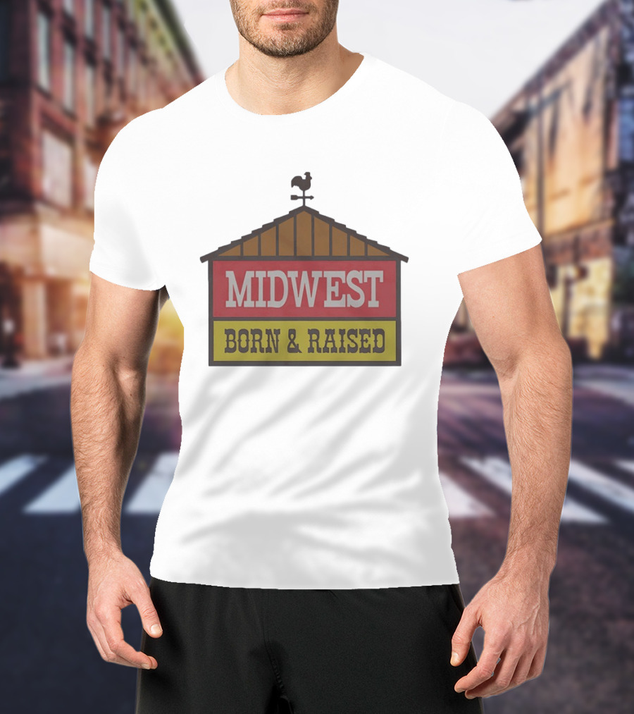 Midwest Born And Raised Weather Vane Symbol United State Of Indiana T-Shirt