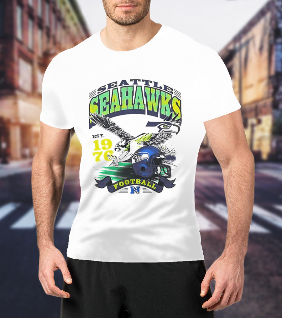 Seattle Seahawks Est. 1976 Football Puget Sound Champs Retro Helmet And Hawk T-Shirt