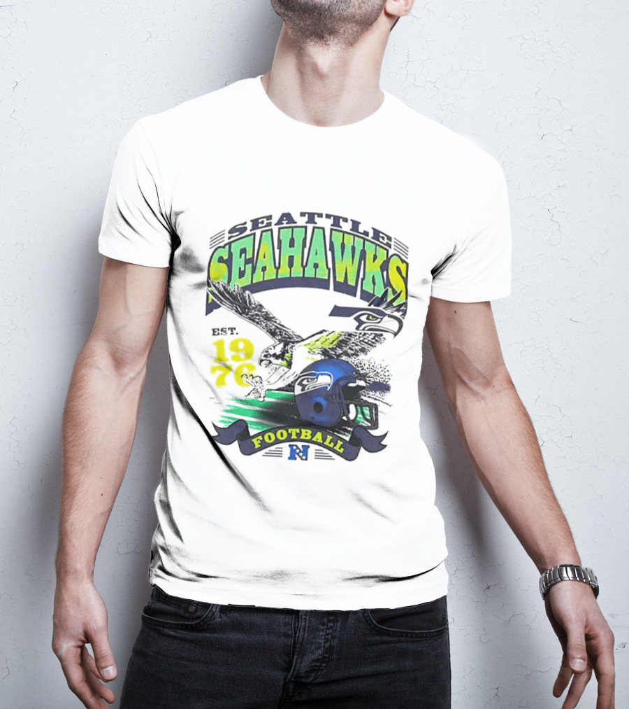 Seattle Seahawks Est. 1976 Football Puget Sound Champs Retro Helmet And Hawk T-Shirt