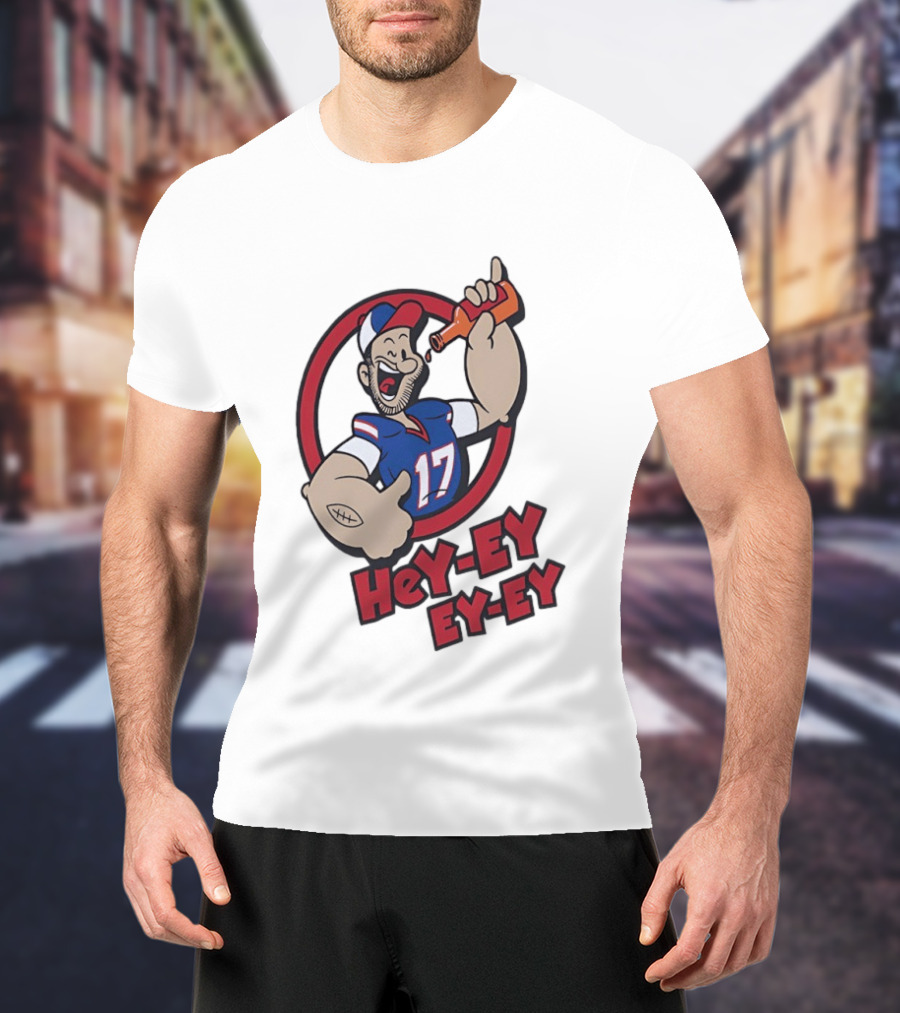 Hey Ey Ey Ey Josh Allen Illustrated Strong Finish Buffalo Bills T-Shirt