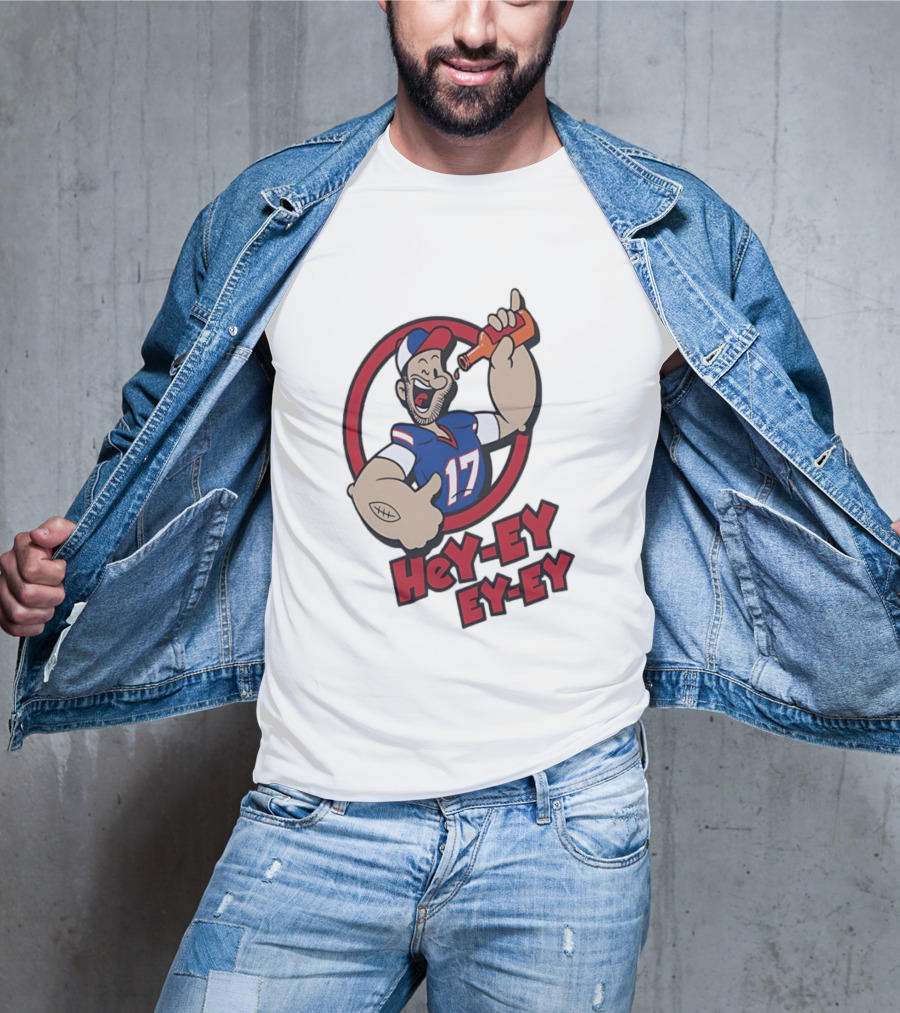 Hey Ey Ey Ey Josh Allen Illustrated Strong Finish Buffalo Bills T-Shirt