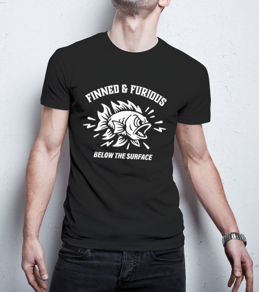 Finned And Furious Below The Surface Fish Emblem Adventure T-Shirt