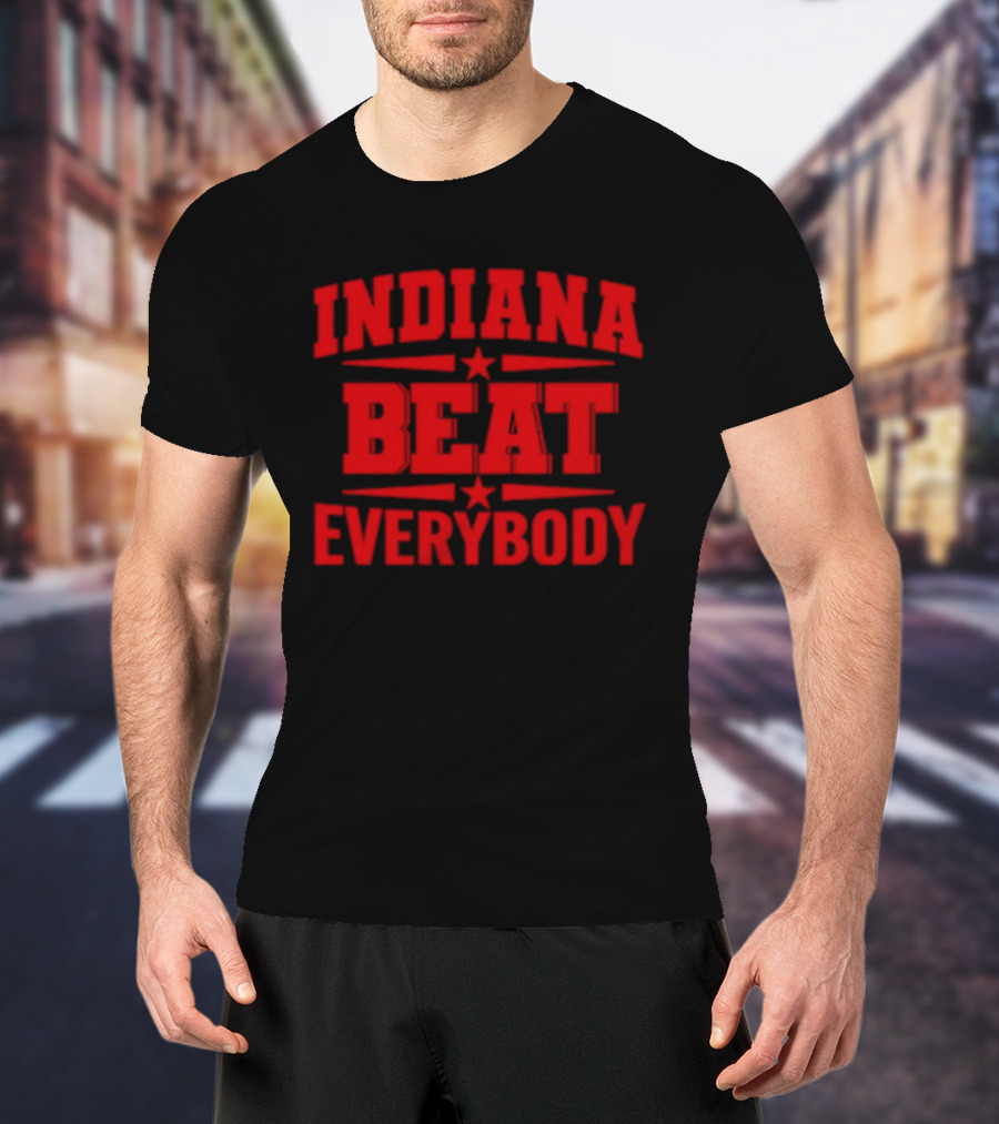 Indiana Beat Everybody Text With Stars And Bars T-Shirt
