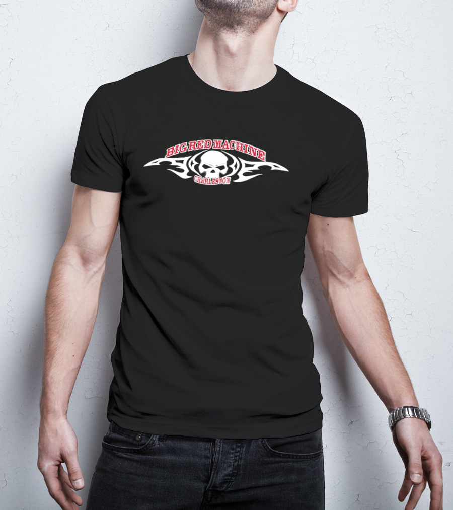 Big Red Machine Charleston Skull And Flames T-Shirt