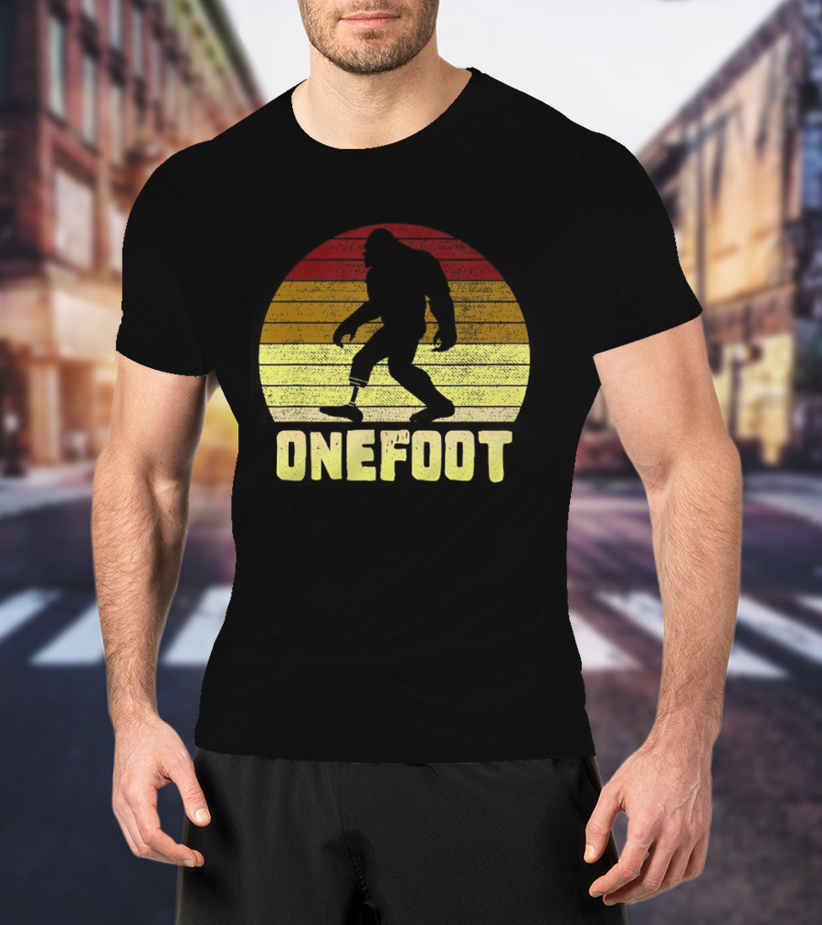 Bigfoot Artificial Leg Onefoot Silhouette Sunset T-Shirt