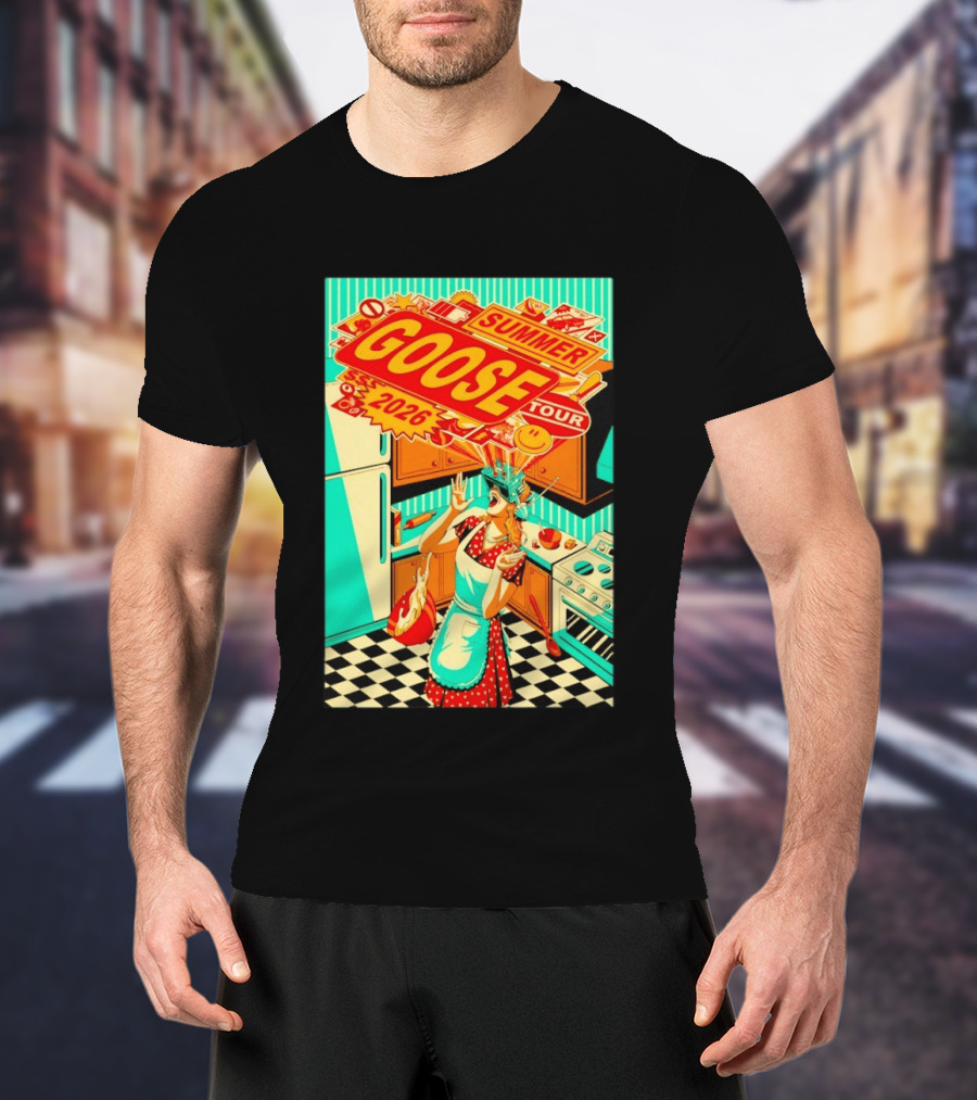 Goose Summer 2026 Tour Retro Kitchen Chaos With Surprised Housewife T-Shirt