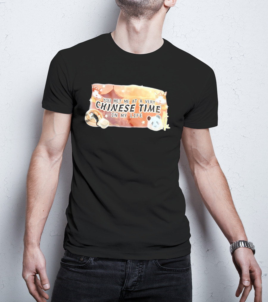 You Met Me At A Very Chinese Time Panda Dumplings Chopsticks Cat Pagoda T-Shirt
