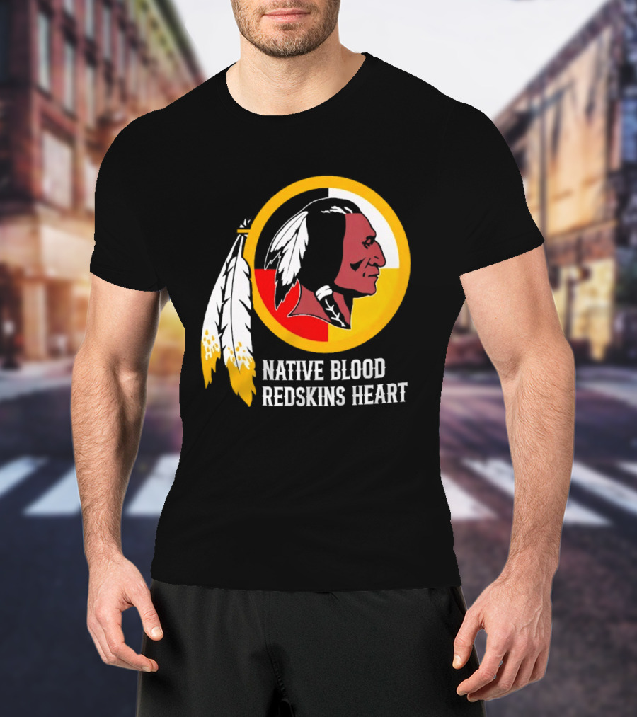 Native Blood Redskins Heart Washington Commanders T-Shirt
