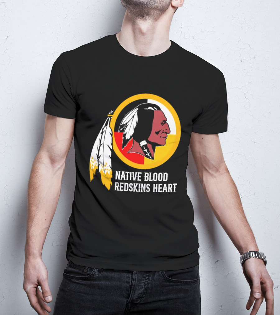 Native Blood Redskins Heart Washington Commanders T-Shirt
