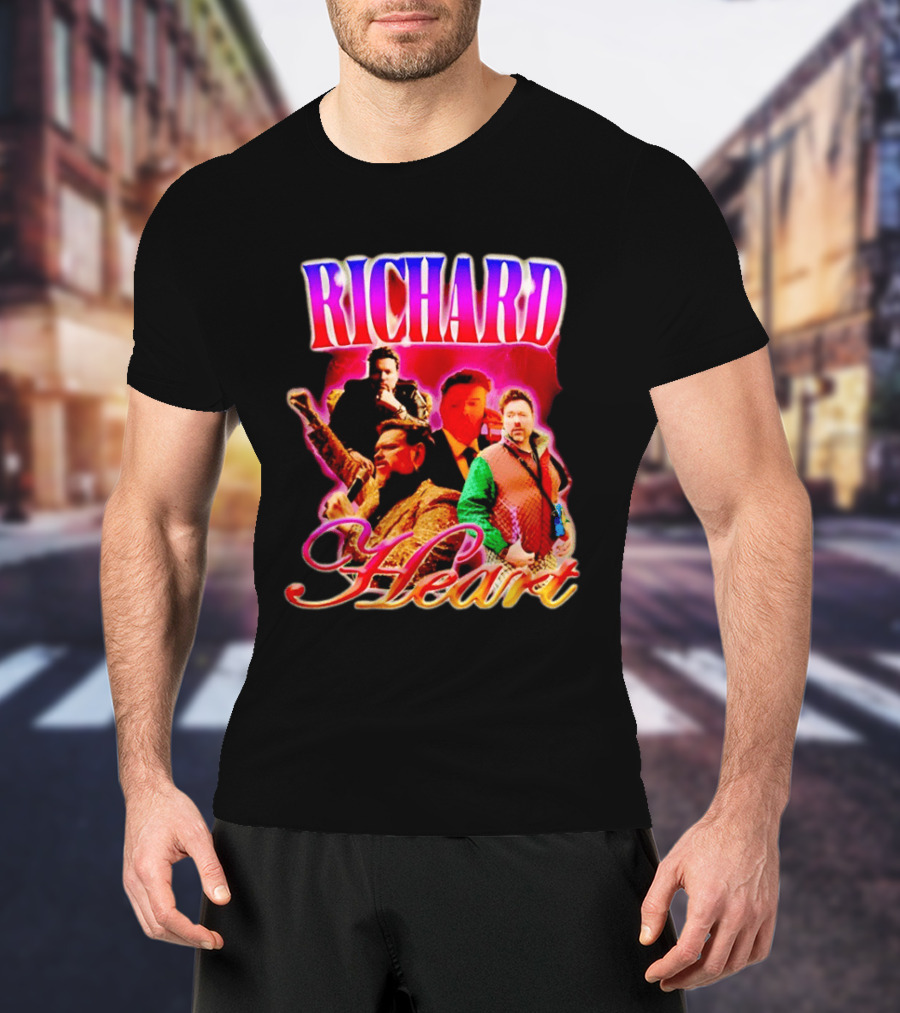 Richard Heart Lightning Bold Nostalgic Collage T-Shirt