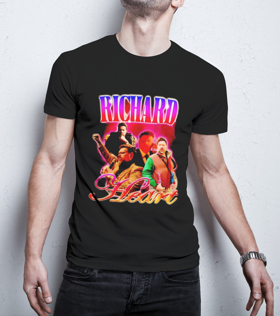Richard Heart Lightning Bold Nostalgic Collage T-Shirt