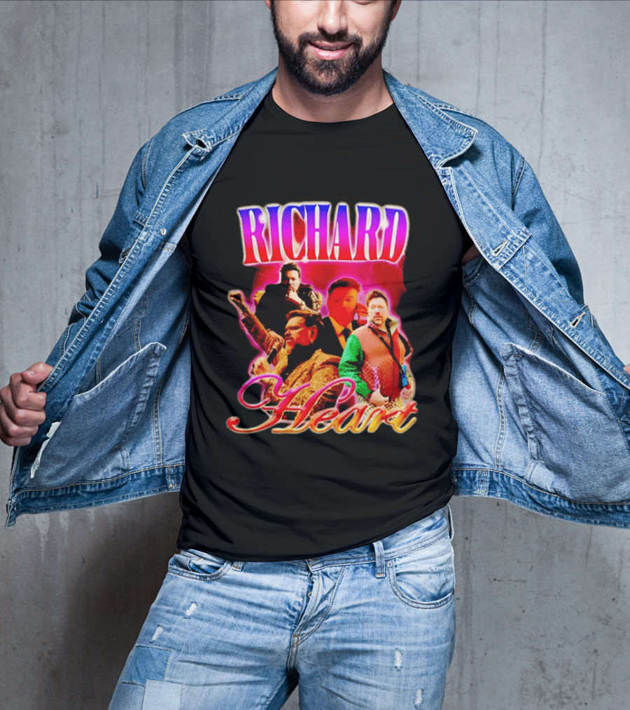 Richard Heart Lightning Bold Nostalgic Collage T-Shirt