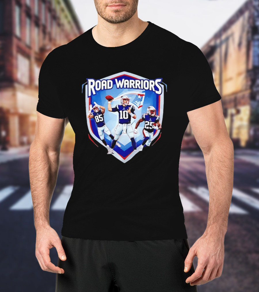 Road Warriors New England Patriots Legends Hunter Henry Marcus Jones Drake Maye T-Shirt