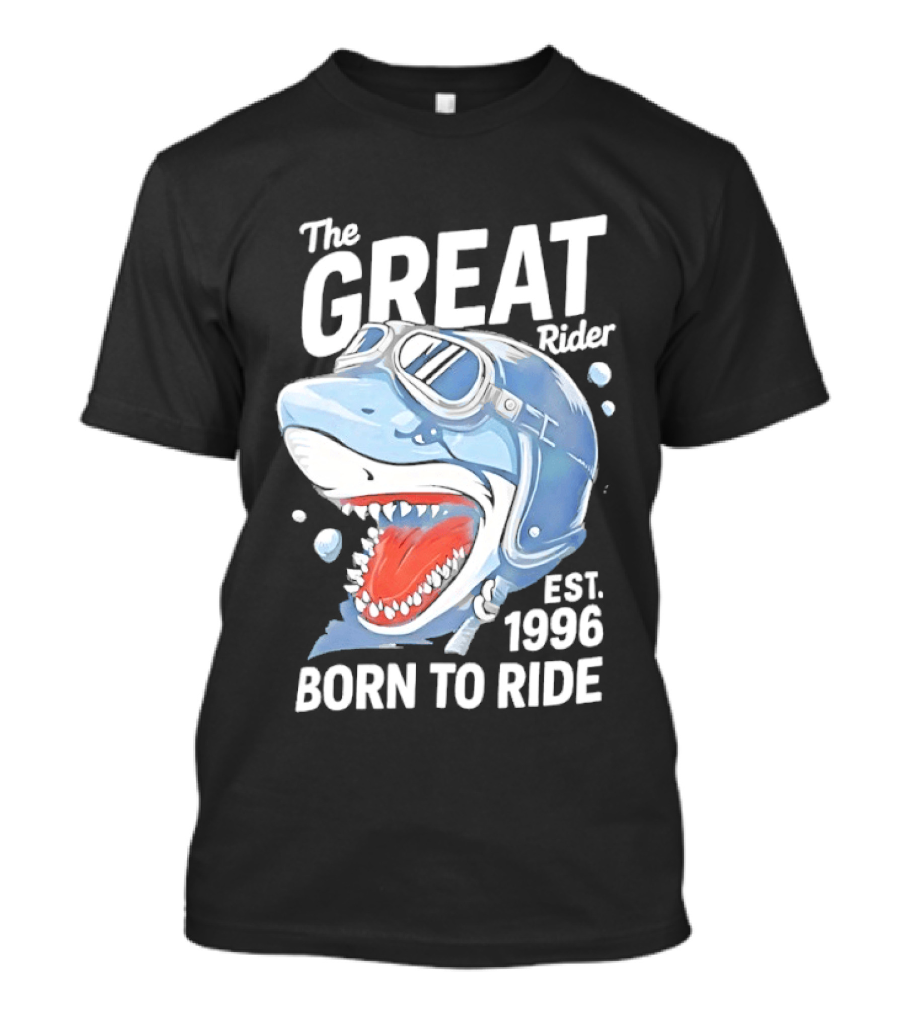 The Great Rider Shark Born To Ride Est. 1996 T-Shirt