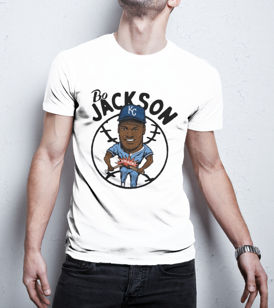 Bo Jackson KC Royals Cartoon Crack Baseball T-Shirt