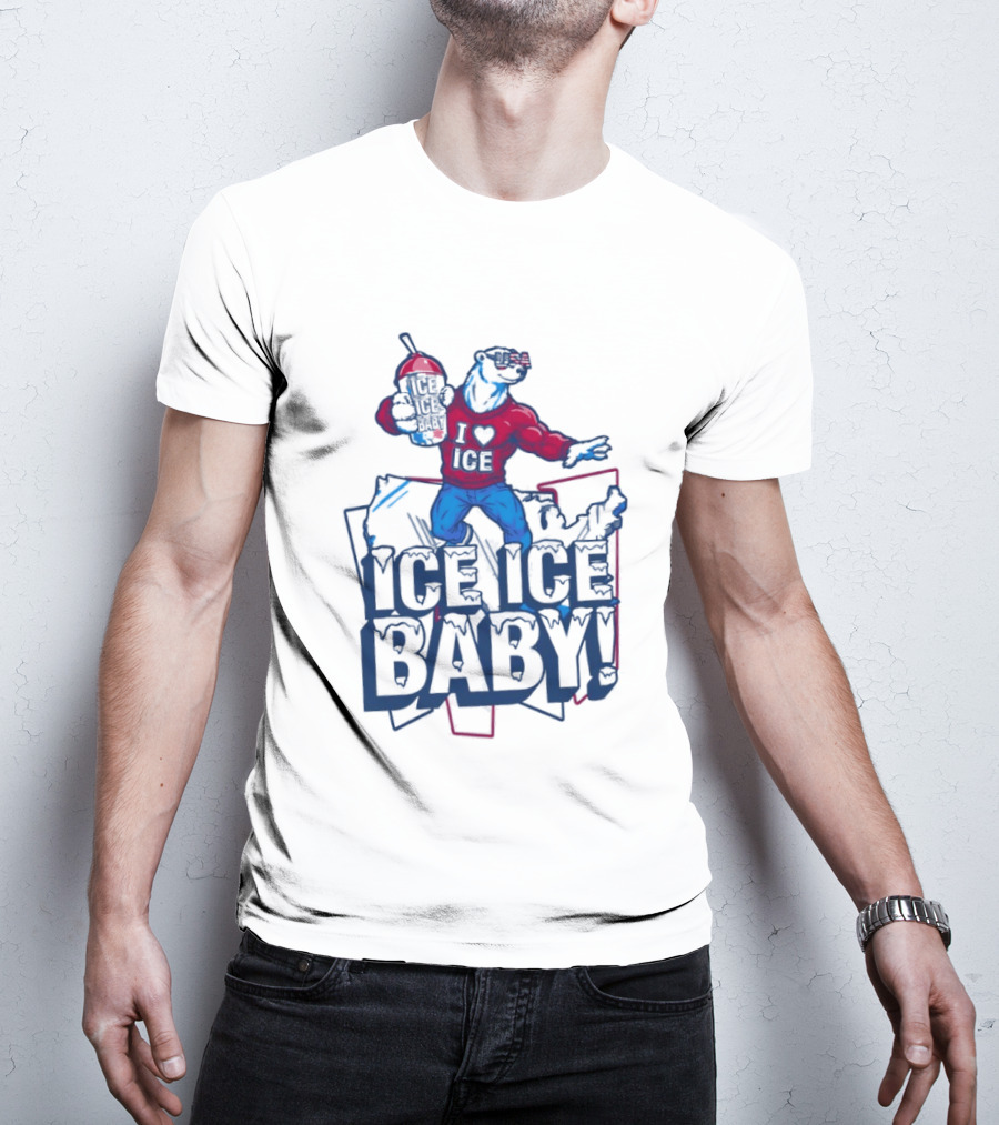 I Love ICE Ice Baby Cool Polar Bear Holding Drink T-Shirt