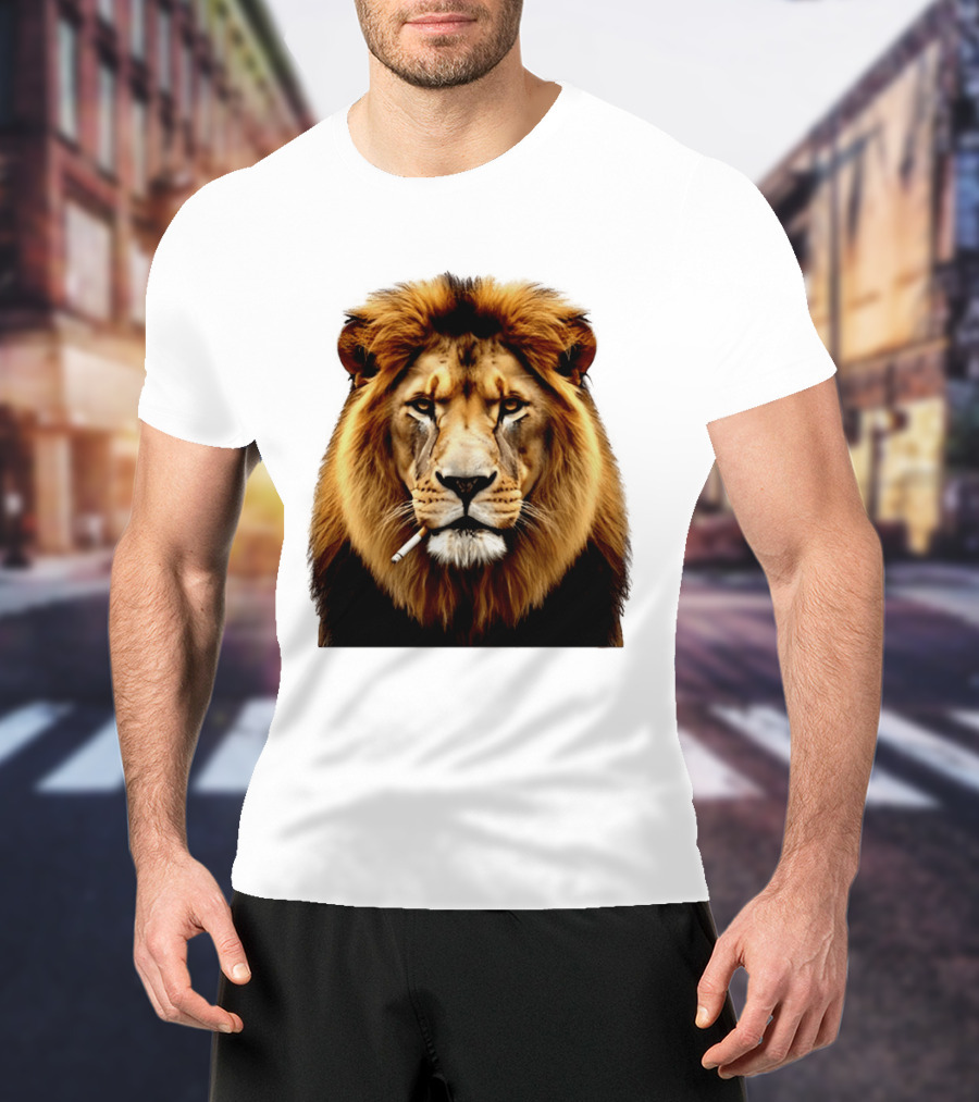 Lion Smoking Cigarette Majestic Wild T-Shirt