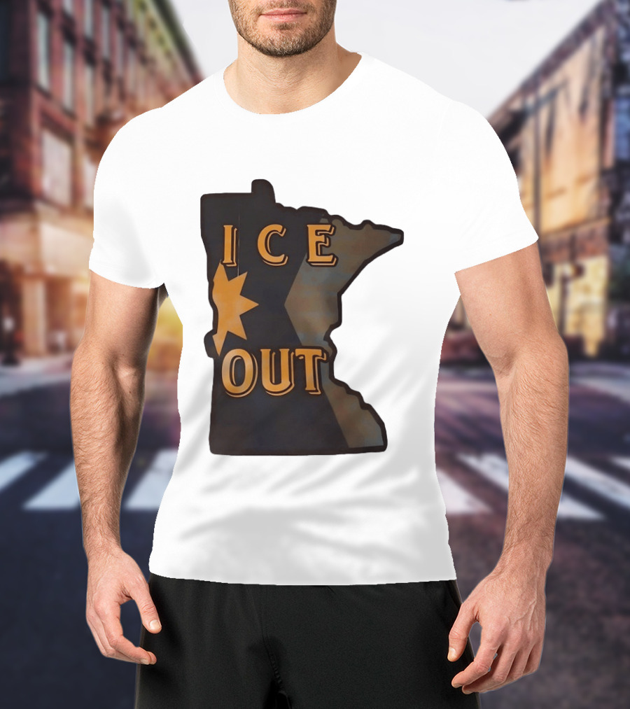 Minnesota Ice Out Bold Graphic State Map T-Shirt