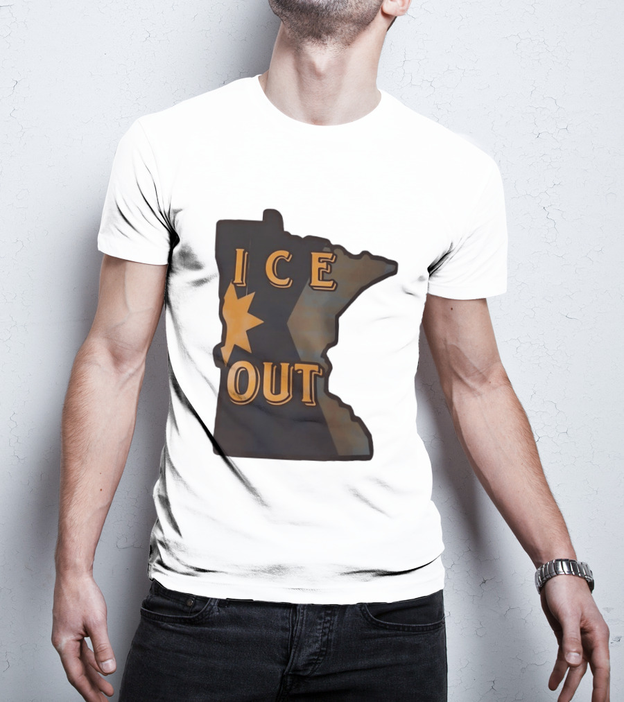 Minnesota Ice Out Bold Graphic State Map T-Shirt
