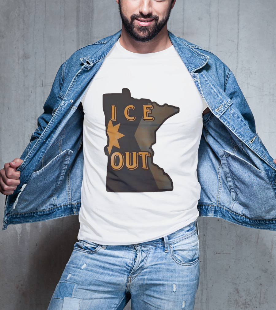 Minnesota Ice Out Bold Graphic State Map T-Shirt