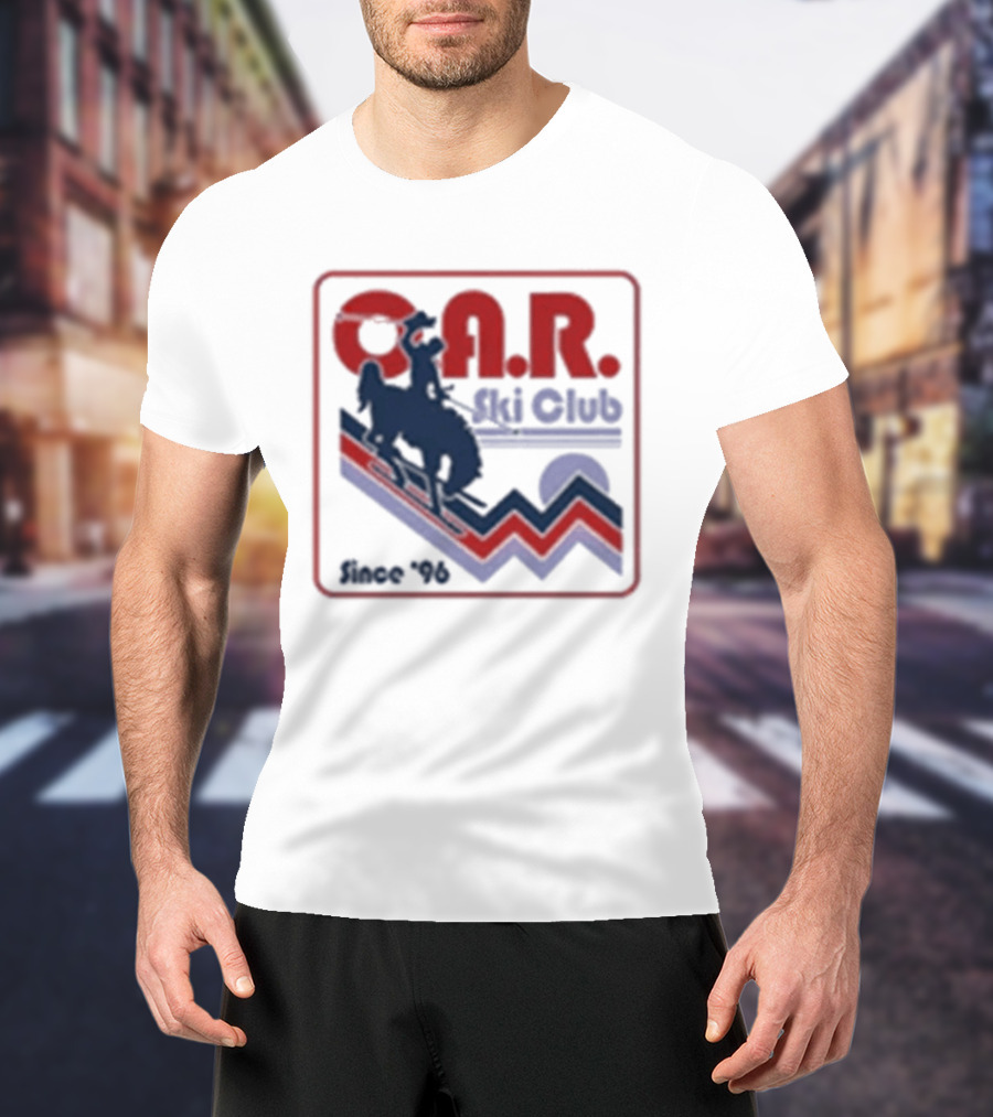 O.A.R. Ski Club Since 1996 Retro Design With Skier And Sun Motif T-Shirt