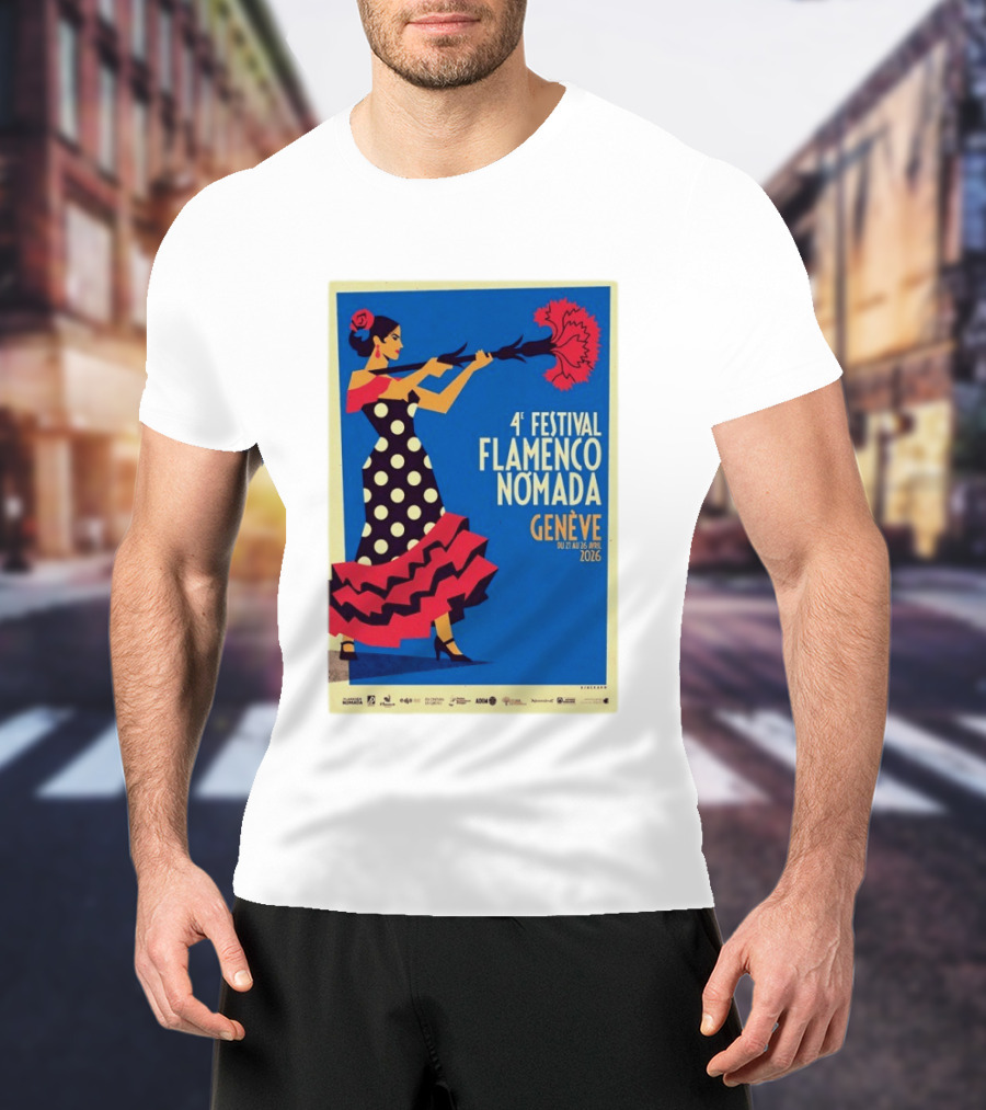 4º Festival Flamenco Nómada Genève 2026 Jan 27 April 26 Flamenco Dancer Polka Dot Dress T-Shirt