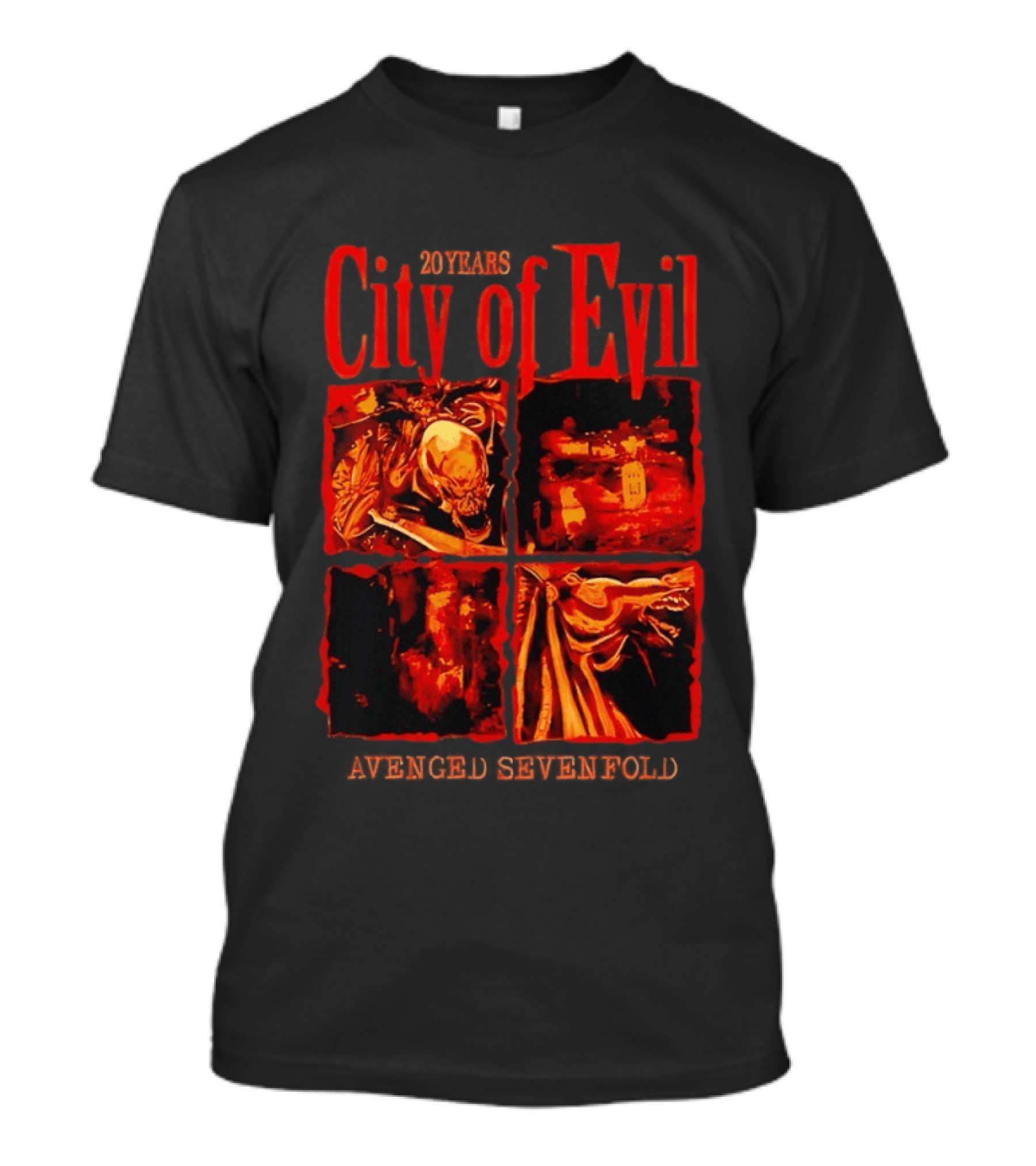 Avenged Sevenfold City Of Evil 20th Anniversary Skeleton And Dragon T-Shirt