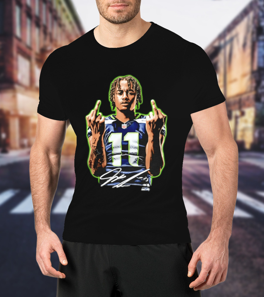 Jaxon Smith Njigba Seattle Seahawks 11 Middle Finger Gesture T-Shirt