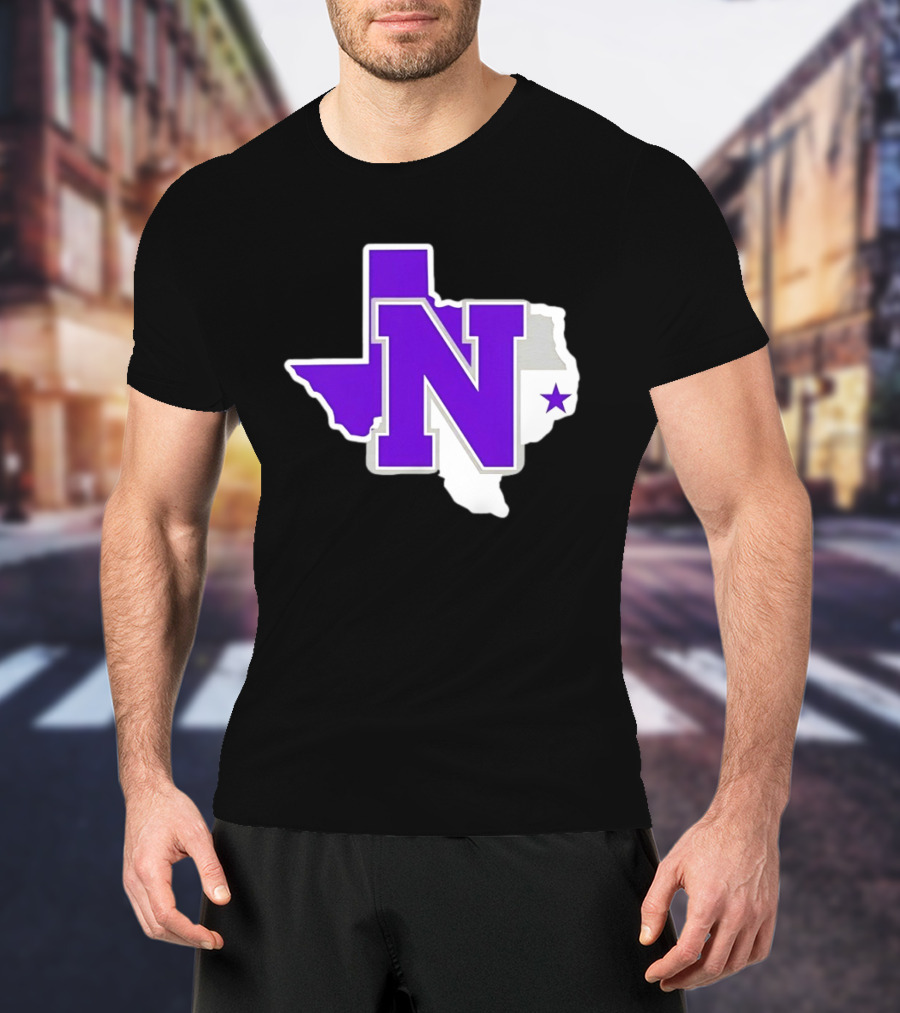 Norton High School Football Texas Map Purple N Star T-Shirt
