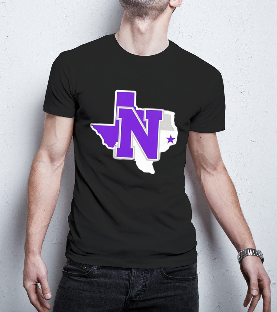 Norton High School Football Texas Map Purple N Star T-Shirt