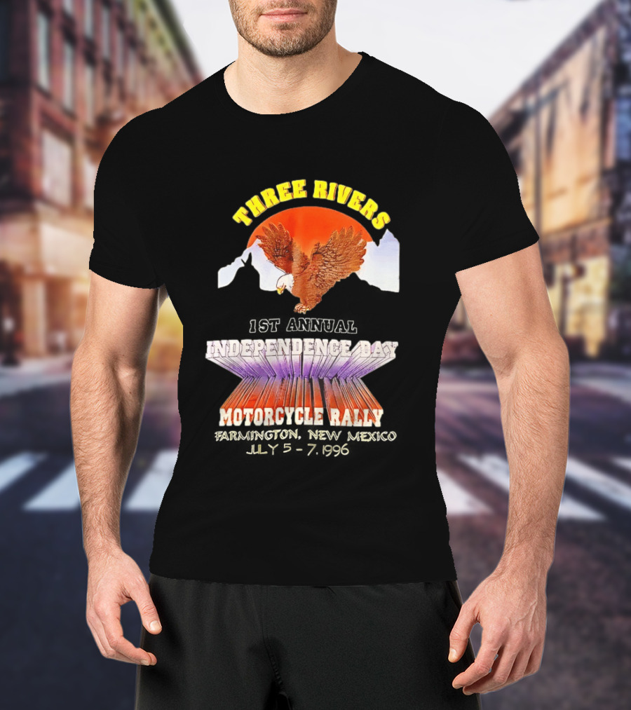 Three Rivers Independence Day Motorcycle Rally Bald Eagle Sunset T-Shirt