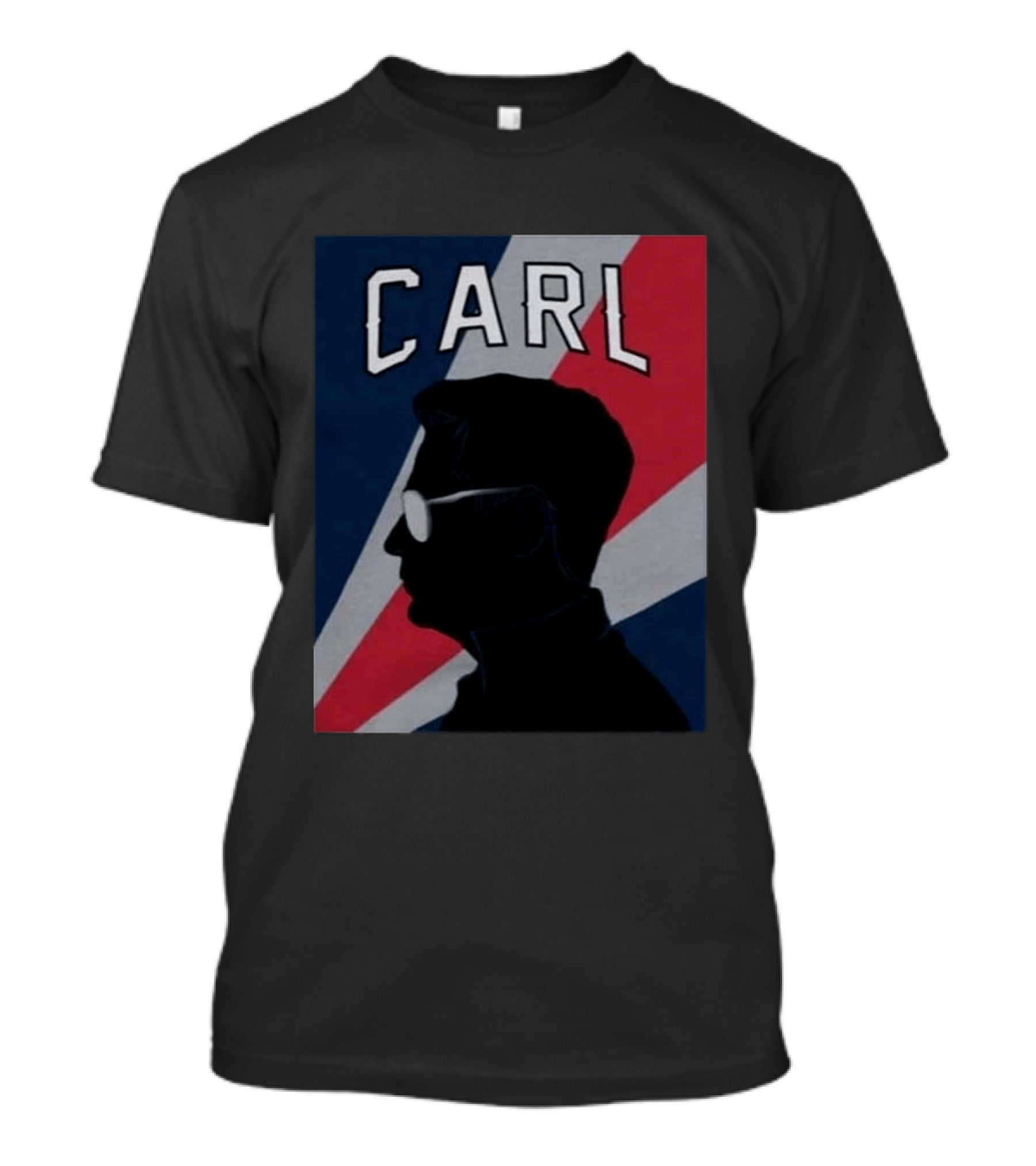 CARL Silhouette With Red And Blue Angled Stripes T-Shirt