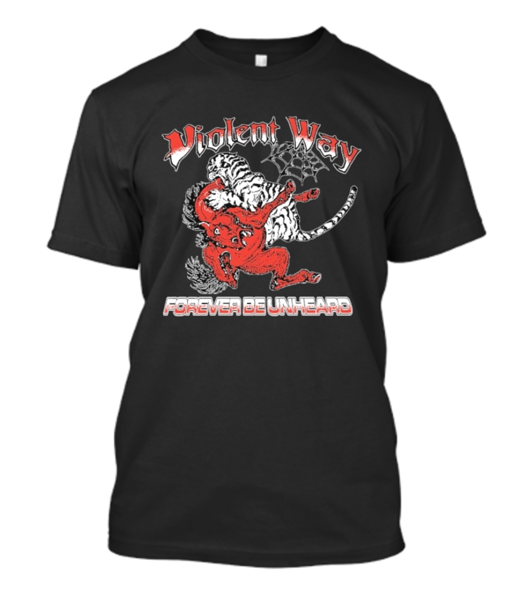 Violent Way Forever Be Unheard Tiger Red Devil Wrestling Tiger Spiderweb T-Shirt
